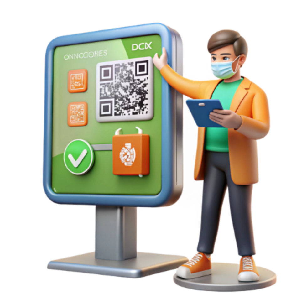elegant modern Digital Access QR Code Kiosk System detailed png