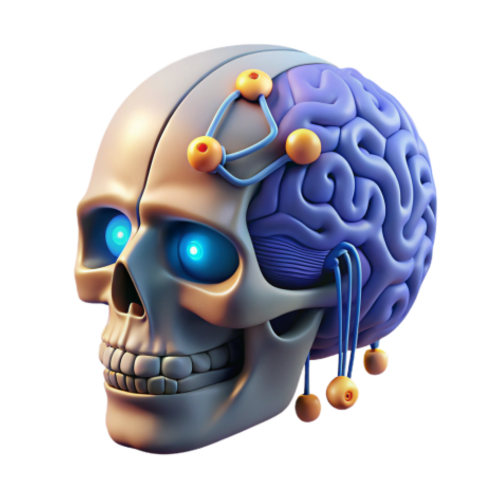 impressive modern Cybernetic Skull Brain-Computer Interface Concept high resolution png