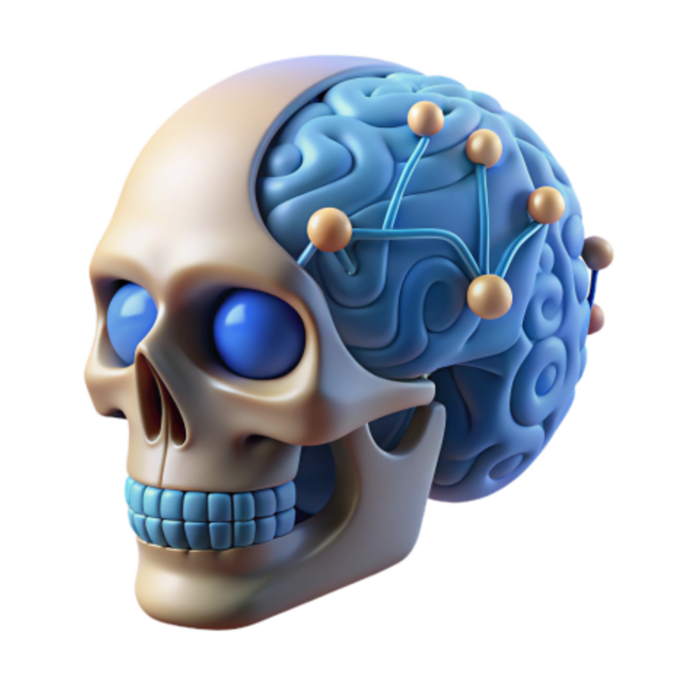 serene artistic Neural Network Brain, Skull, Connections, Cognitive, 3D Render professional png