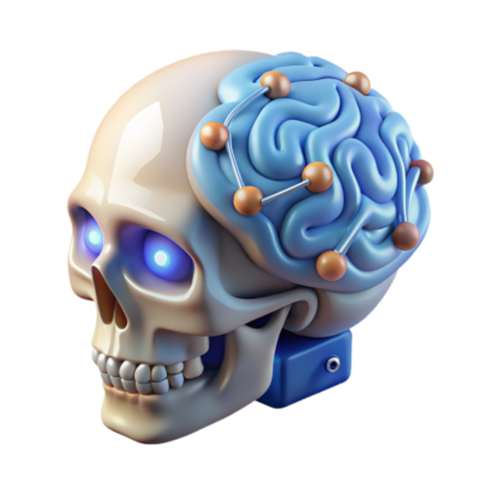 stunning minimalist Cybernetic Brain Exploring Neural Networks and AI authentic png