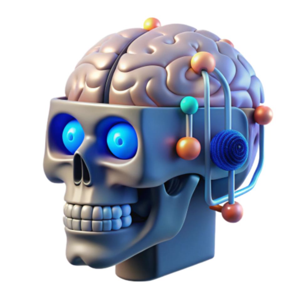 extraordinary contemporary Cybernetic Skull Brain Augmentation Neural Network authentic png