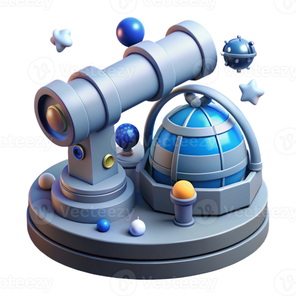 extraordinary traditional 3D Render Celestial Telescope and Globe high resolution png