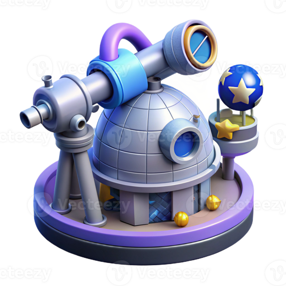 serene rustic 3D Cartoon Observatory Illustration detailed png