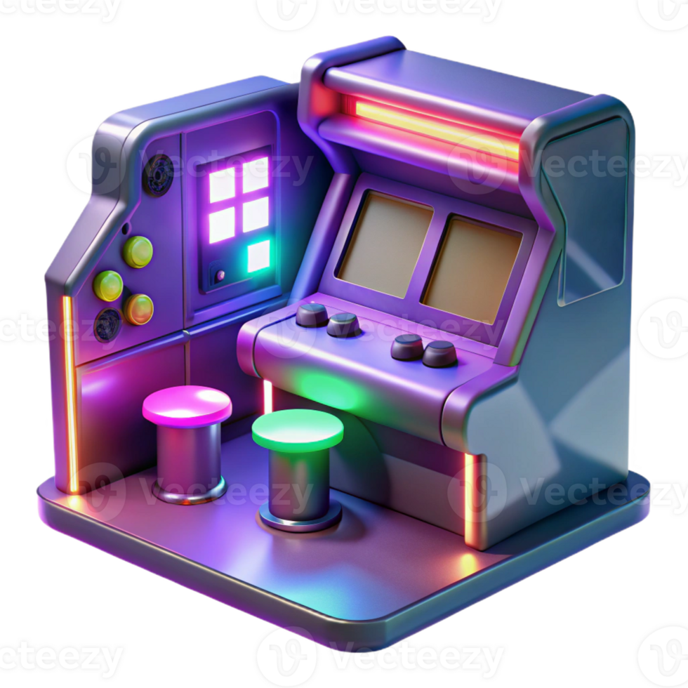 dramatic modern Retro Arcade Game 3D Render exclusive png