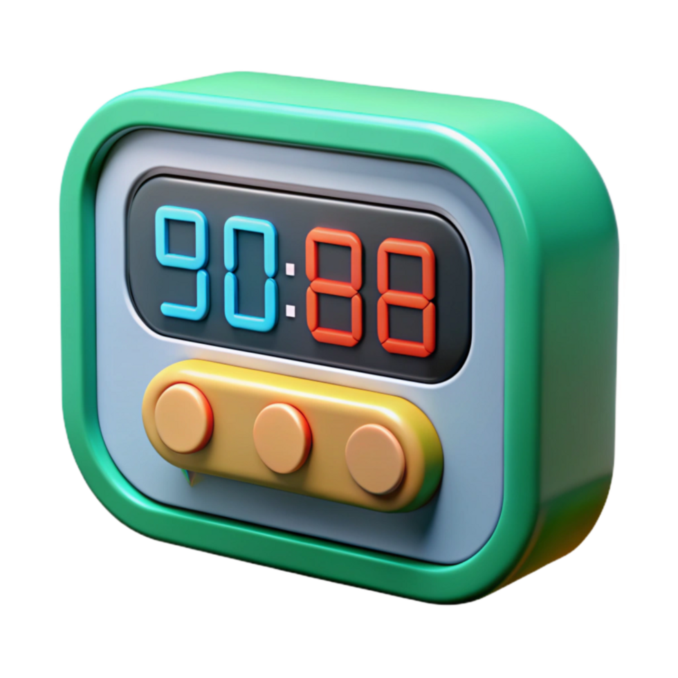 magnificent minimalist Digital Clock App Icon Design 3D Render of Retro Timer authentic png