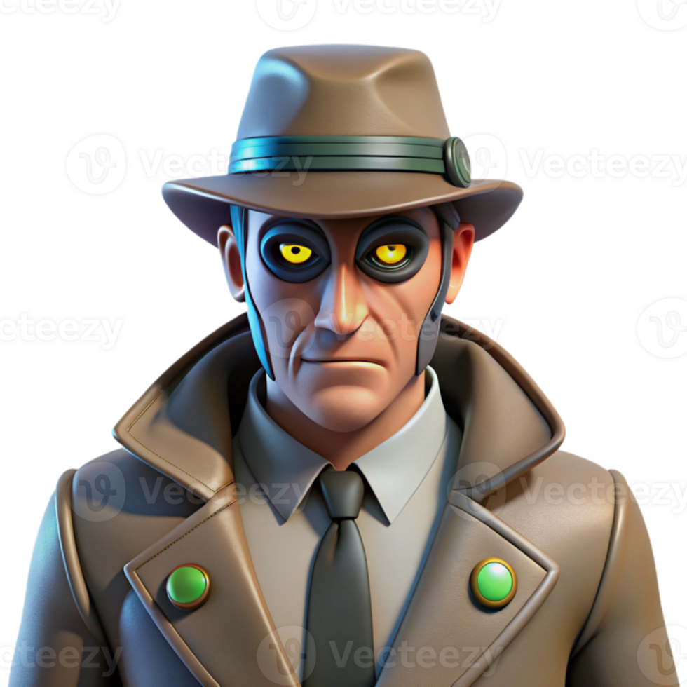 elegant classic 3D Render Mysterious Detective high resolution png