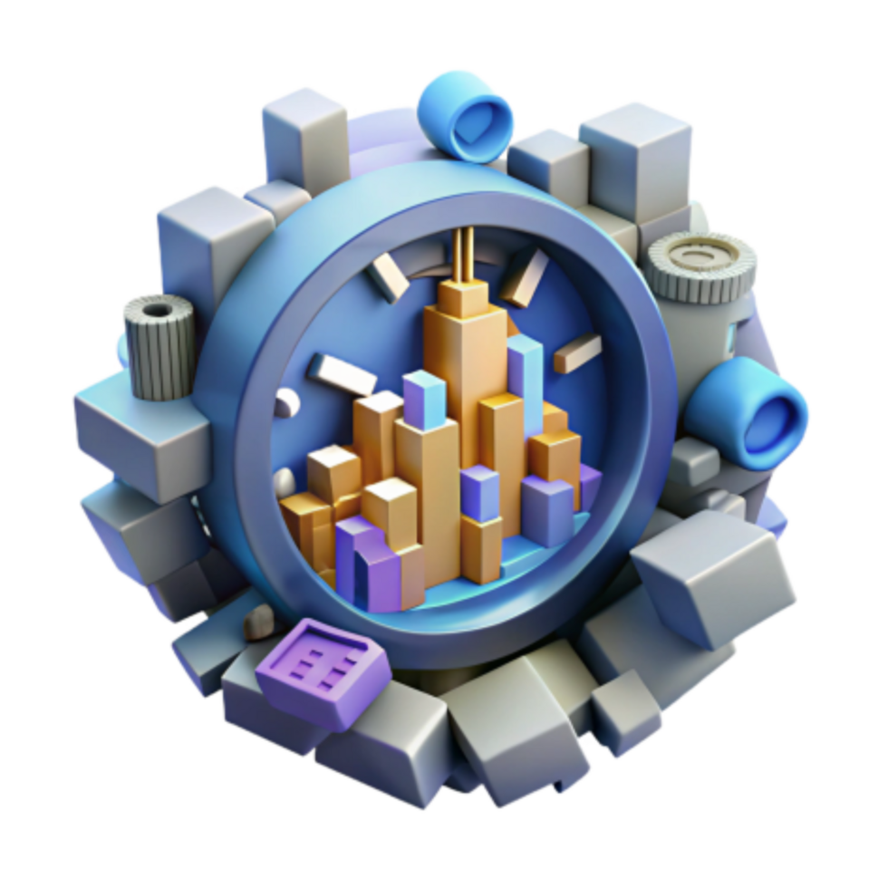 magnificent rustic Abstract 3D Cityscape Data Visualization in Time premium png