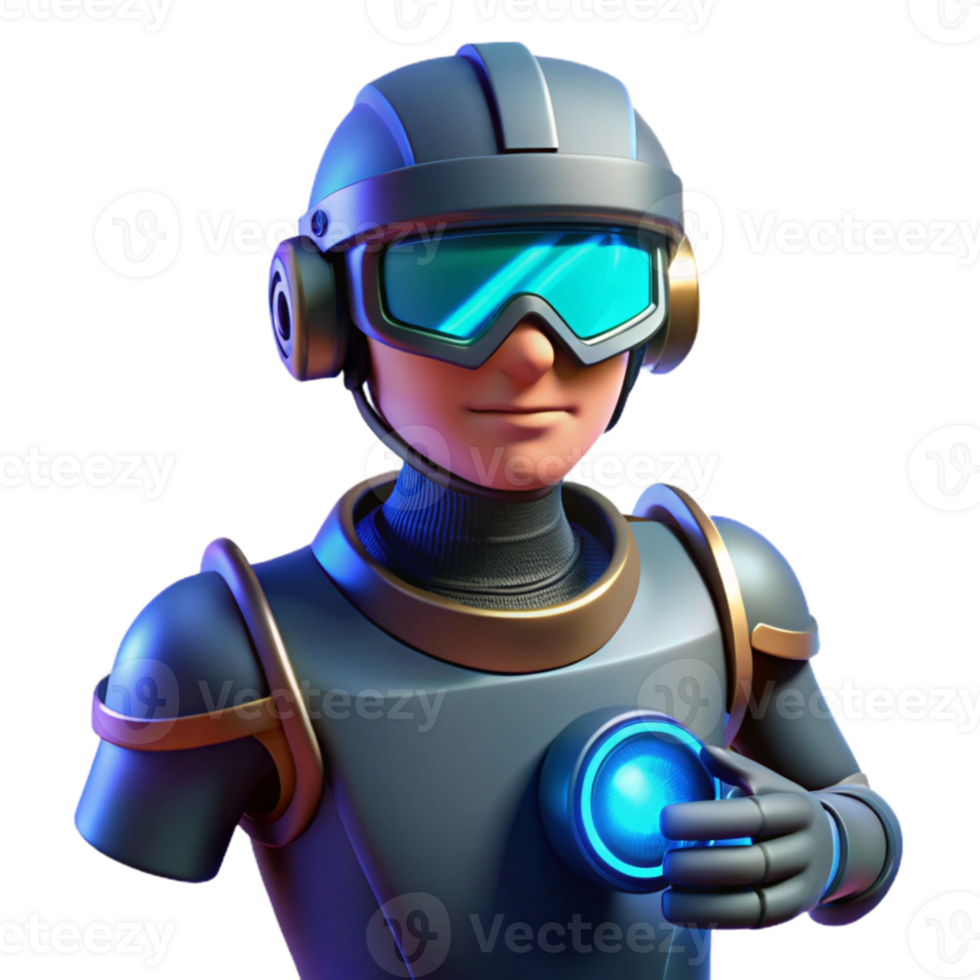 dramatic abstract 3D Cartoon Robot Illustration authentic png