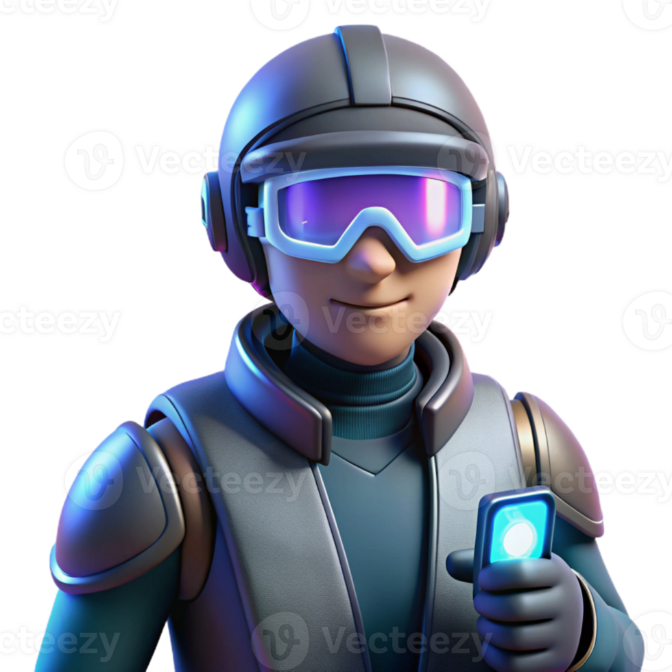 extraordinary rustic Futuristic 3D Character Illustration authentic png