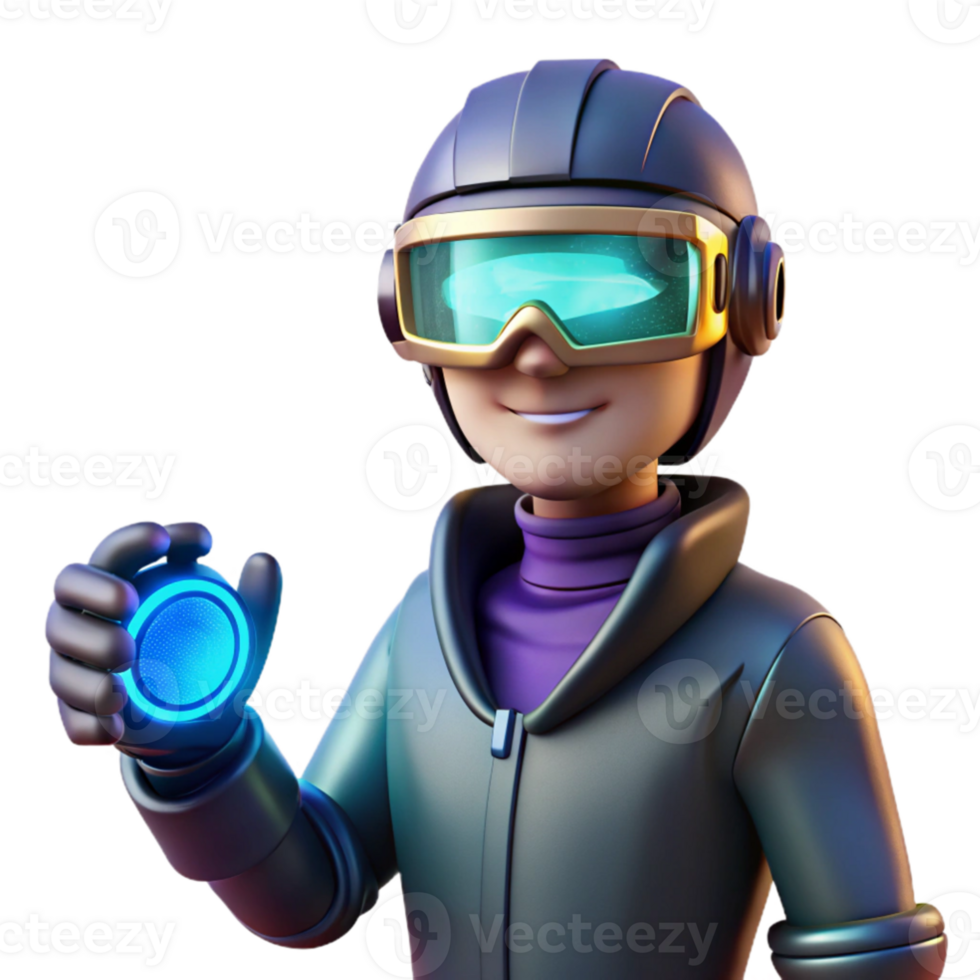 impressive minimalist 3D Render Futuristic Boy Holding Orb high quality png