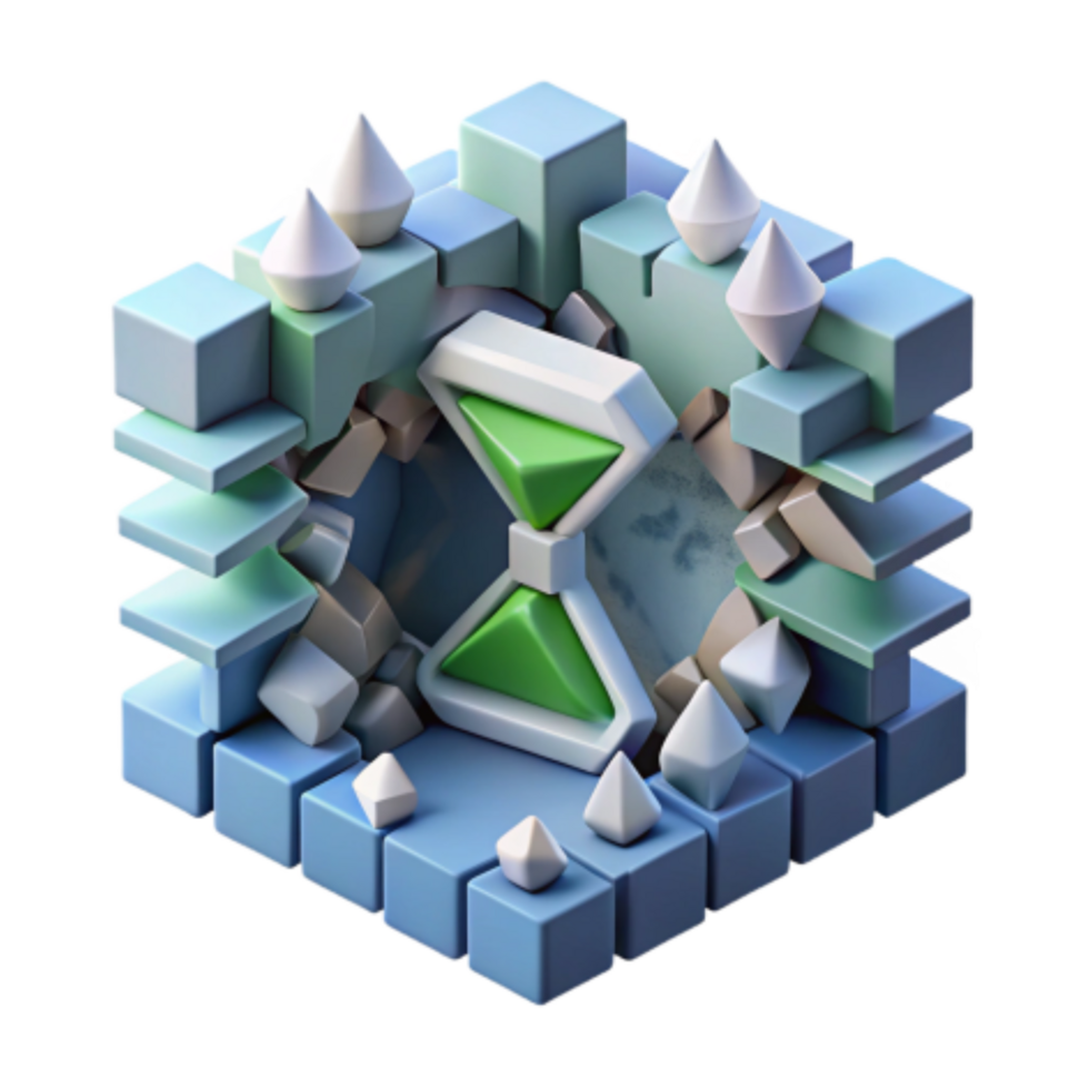 impressive rustic Abstract 3D Cube with Hourglass and Geometric Shapes original png