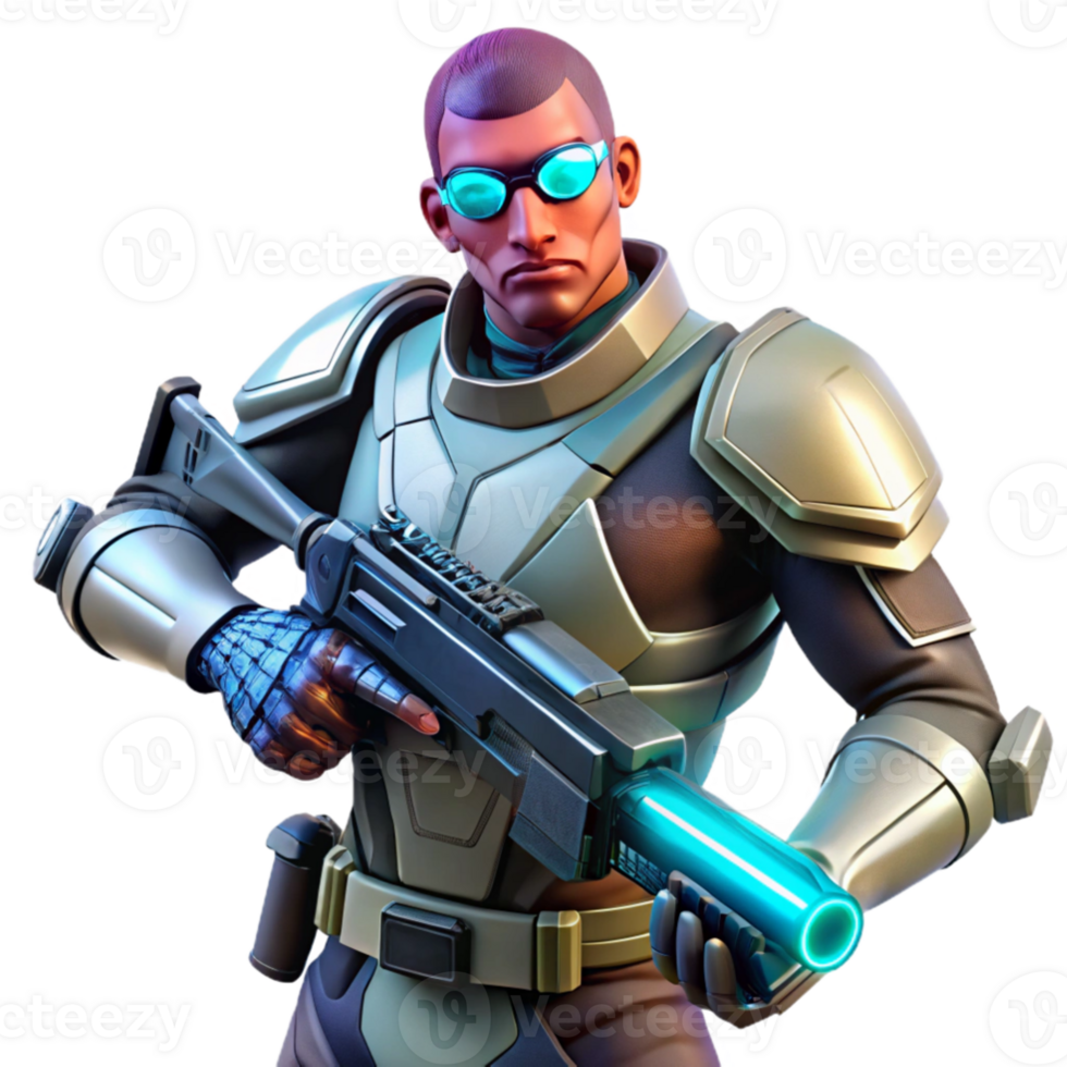 magnificent minimalist Futuristic Soldier 3D Render high quality png