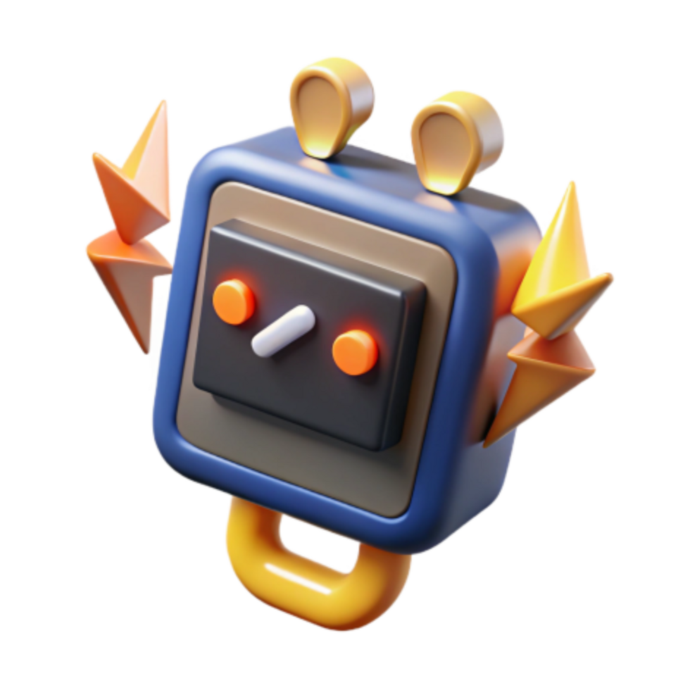 stunning abstract 3D Render of Retro Robot with Energy exclusive png