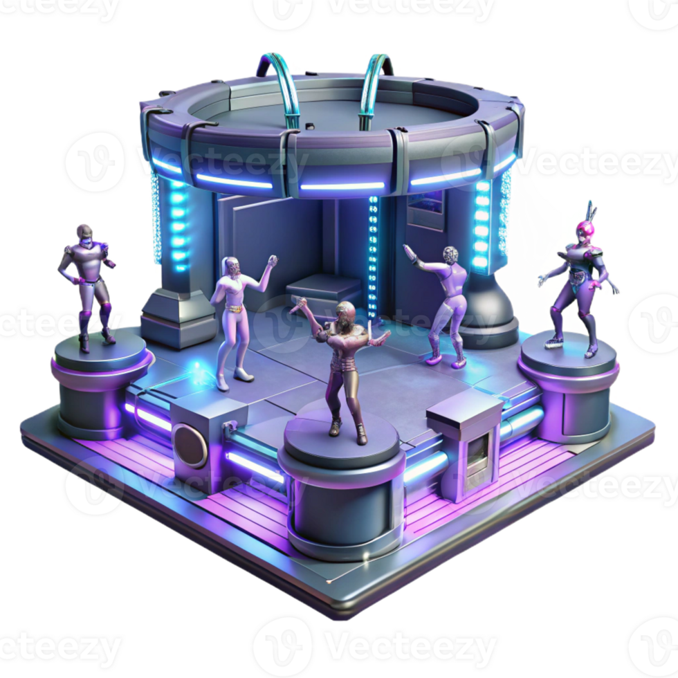 dramatic classic Futuristic Dance Stage 3D Render detailed png