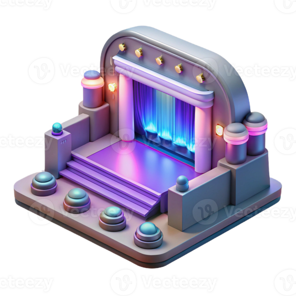 serene minimalist Neon Stage 3D Render high resolution png