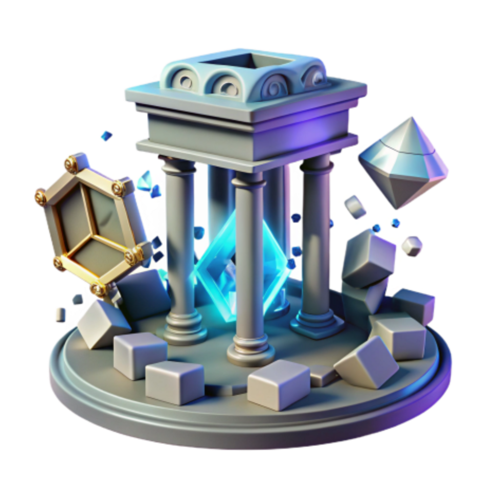 magnificent contemporary Temple of Geometric Forms 3D Render original png