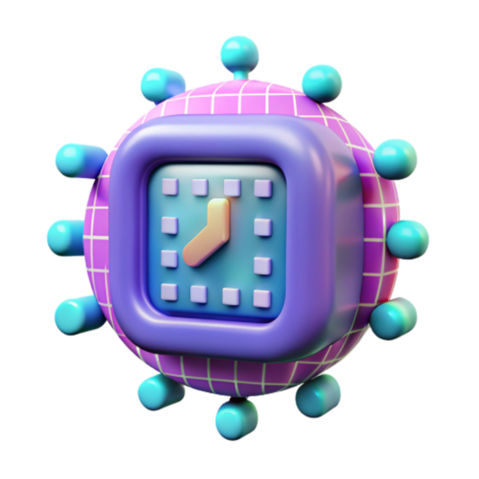 dramatic rustic 3D Render of a Retro Clock on a Sphere detailed png