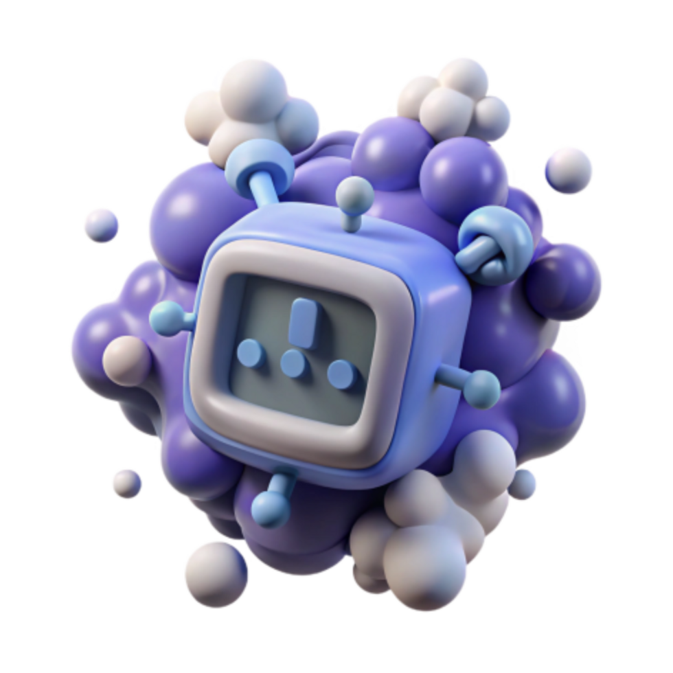 beautiful modern 3D Render Cute Retro Robot in Abstract Bubble Cloud exclusive png