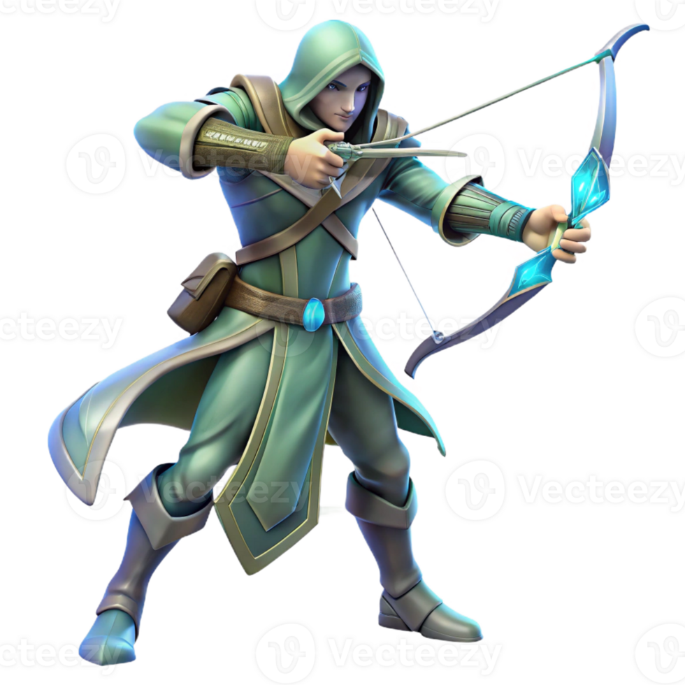 wonderful traditional 3D Render Archer Fantasy Character Illustration genuine png