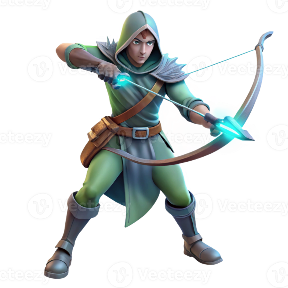 elegant artistic 3D Archer Illustration Fantasy Game Character genuine png