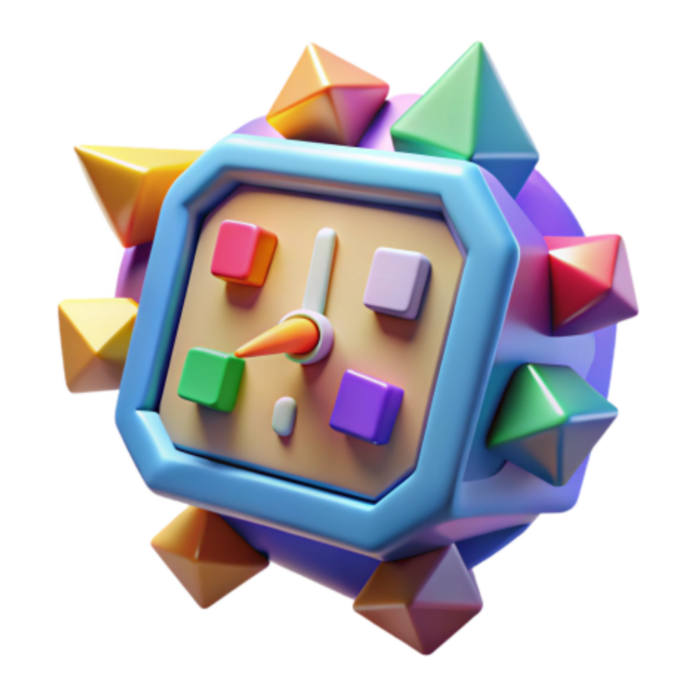 beautiful creative Colorful 3D Clock Geometric Timepiece Design high resolution png