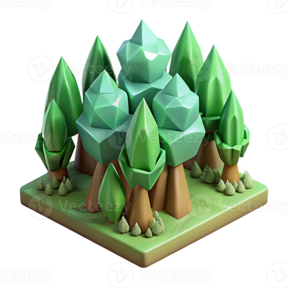 vibrant abstract Stylized 3D Forest Illustration premium png