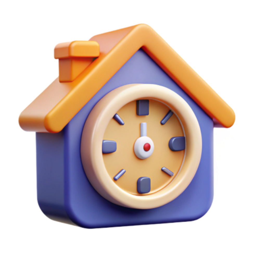 magnificent artistic Home Clock Time Management, House Icon, Clock Design, 3D Render, Schedule, Timepiece, Home Decor, Digital Art, Clock Face, Household authentic png