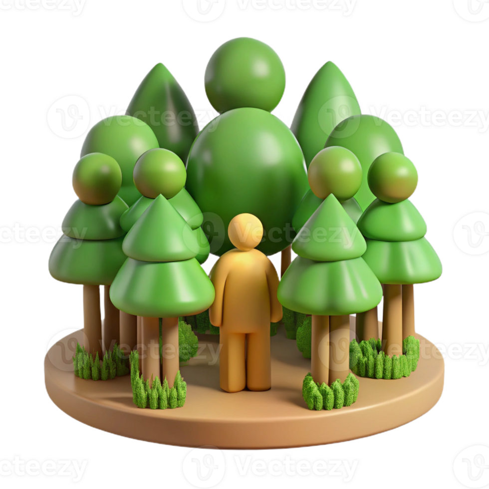 beautiful artistic 3D Render Person in Forest Illustration premium png