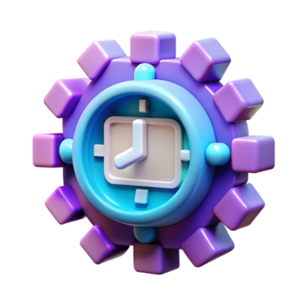 elegant minimalist 3D Clock Gear Time Management, Productivity, and Scheduling professional png