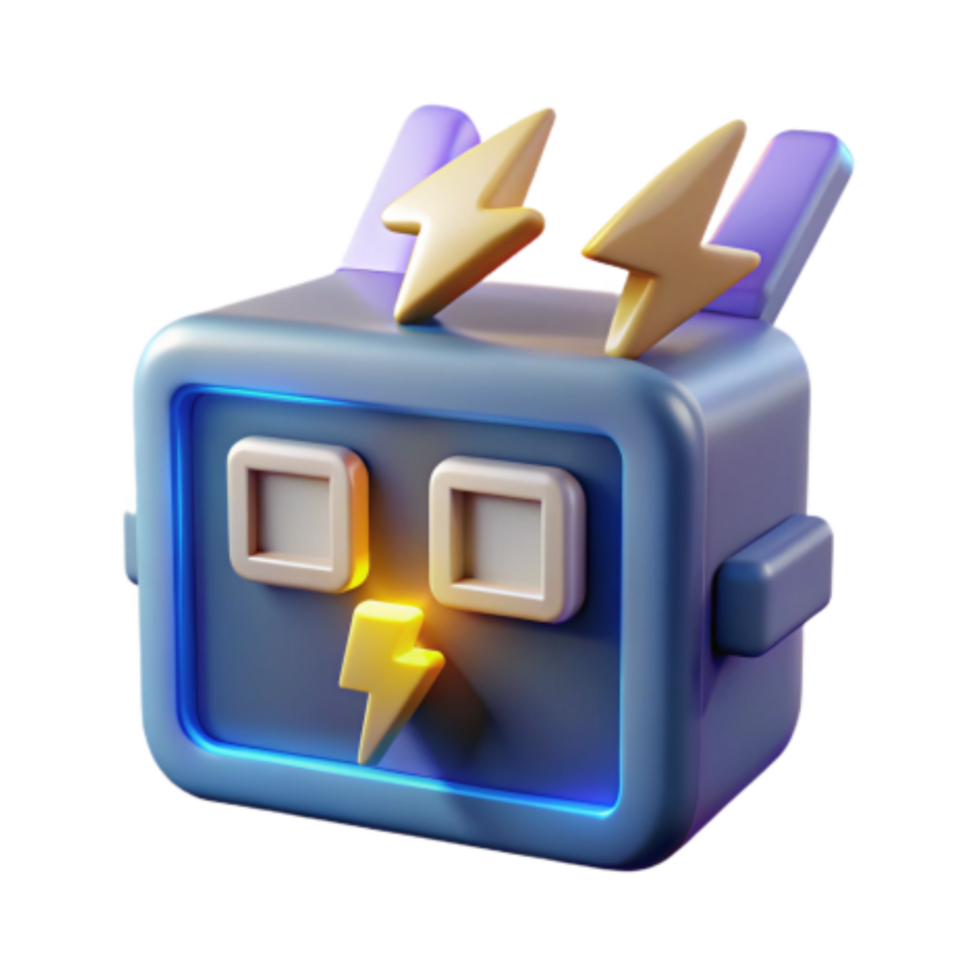 vibrant minimalist Power Up 3D Render of an Energetic Electrical Device genuine png