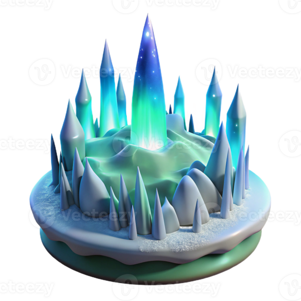 stunning rustic Icy Crystal Castle 3D Render genuine png