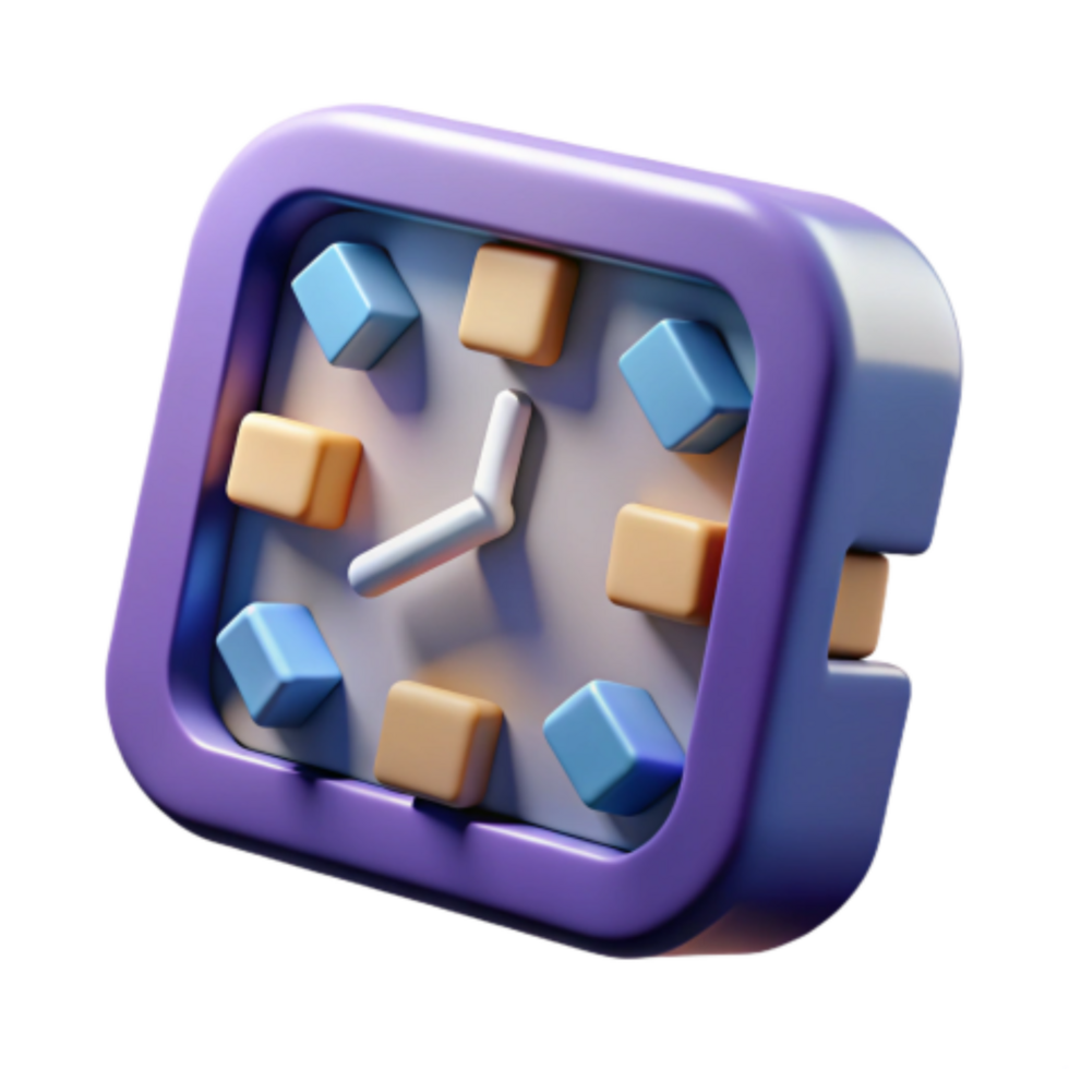 beautiful modern Abstract 3D Clock Design Cubes, Time, and Color premium png