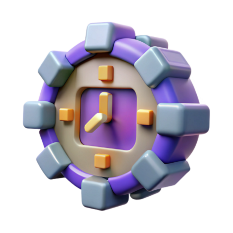 serene rustic 3D Render Abstract Cube Clock Design high resolution png