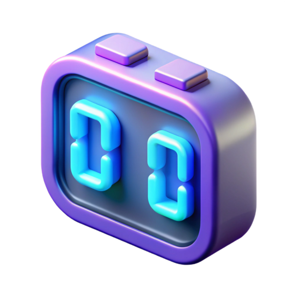 beautiful minimalist Digital Timer 3D Render, Neon, Countdown, Clock, Interface, Gadget, App Icon, UI Element, Design genuine png