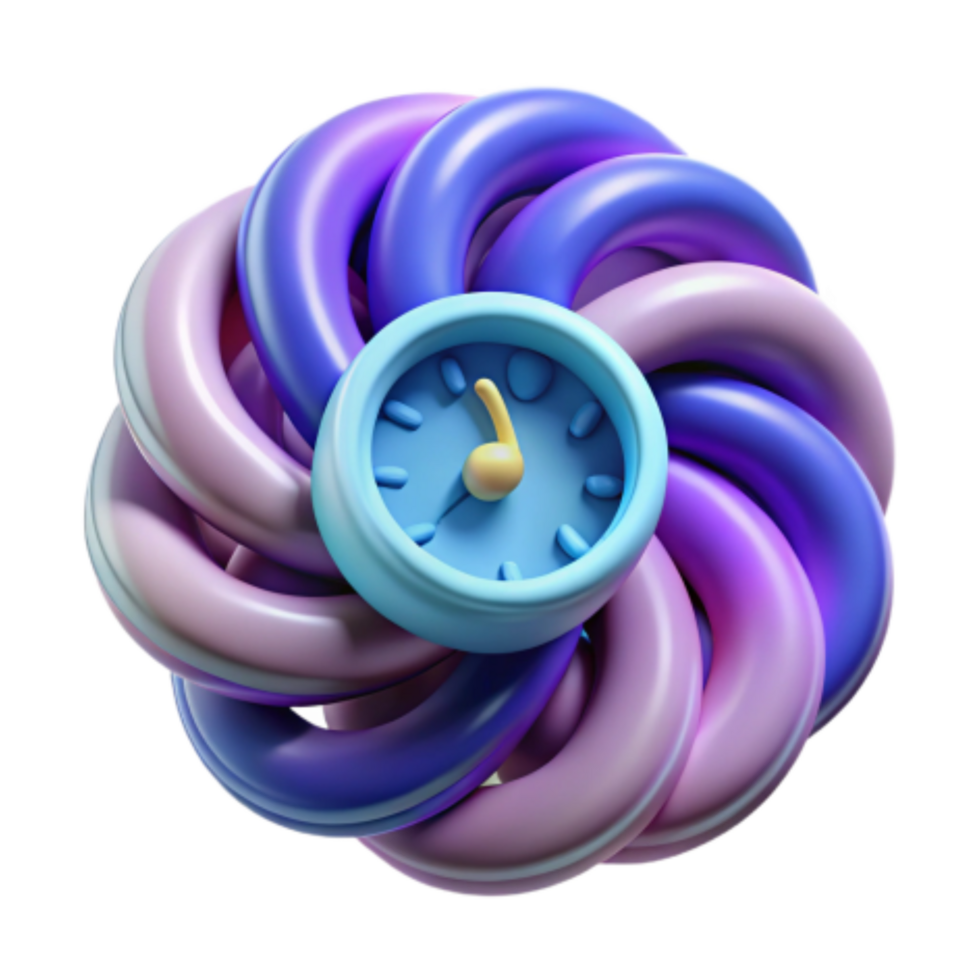 dramatic classic Abstract Clock Time Design with 3D Colorful Tubes 4K png