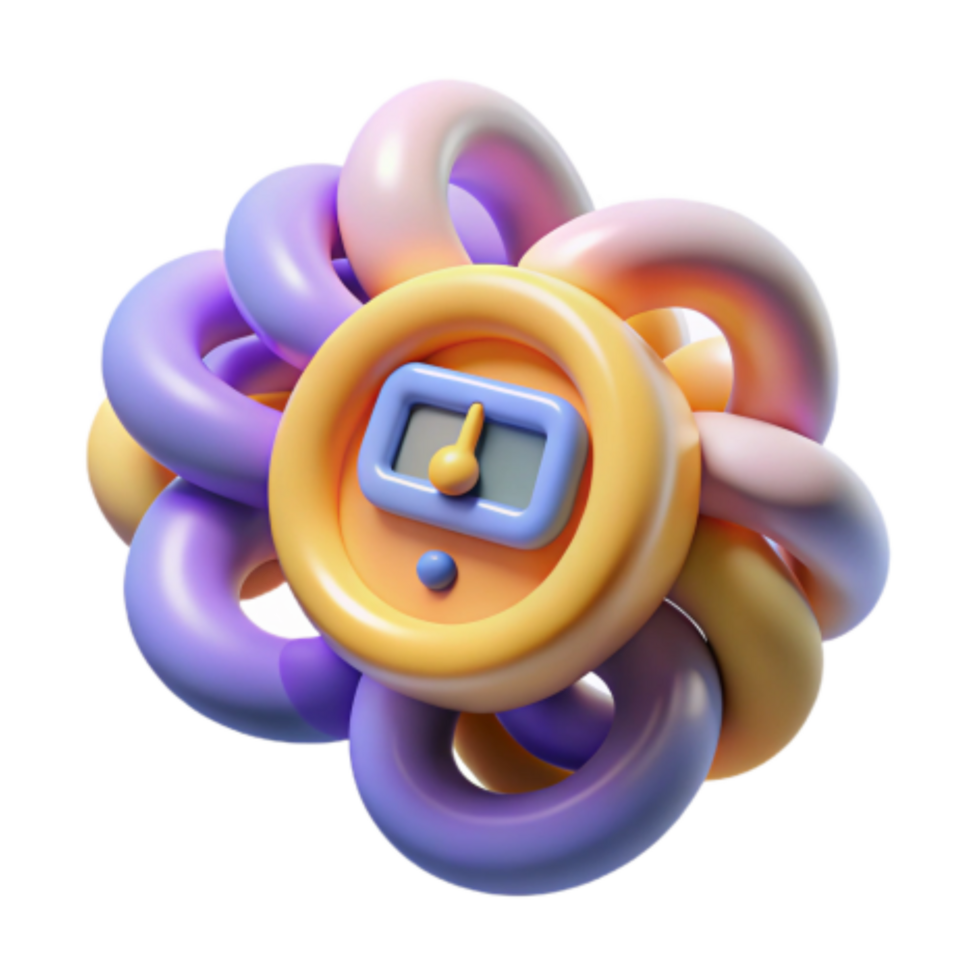 dramatic creative Abstract 3D Render Colorful Twisted Loops with Gauge professional png