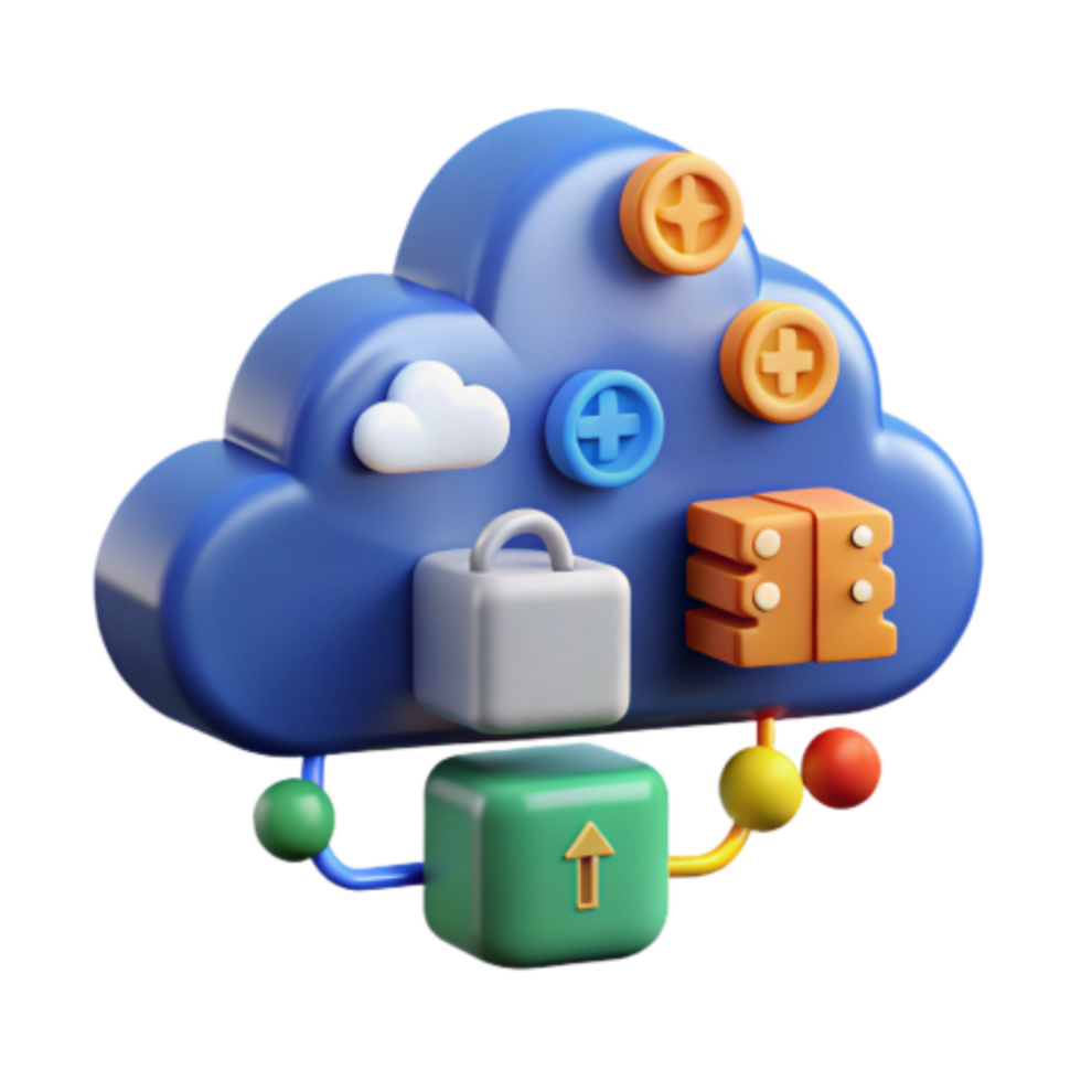 serene minimalist Cloud Computing Secure Data Storage Network Access premium png