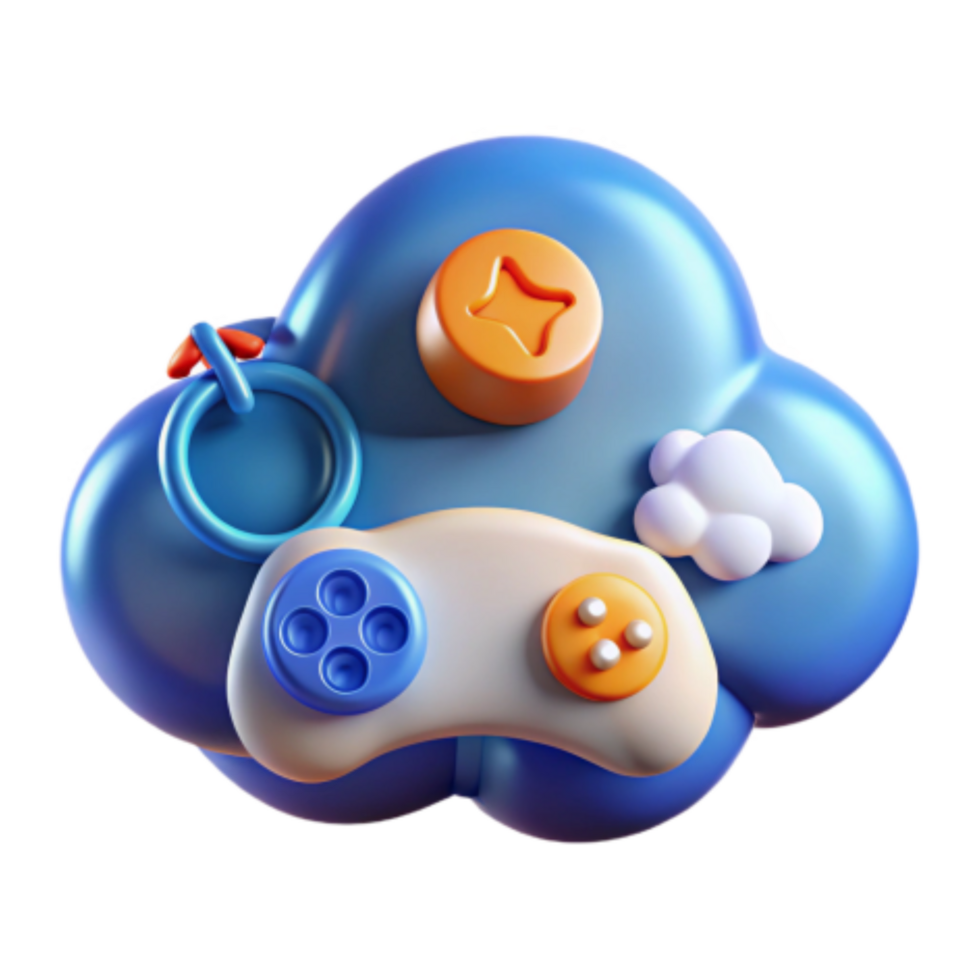 vibrant abstract Cloud Gaming Controller, Buttons, Online Play, 3D Render detailed png