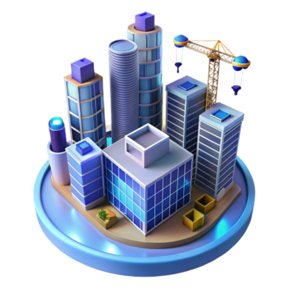 wonderful abstract Urban Construction Cityscape Development Simulation authentic png