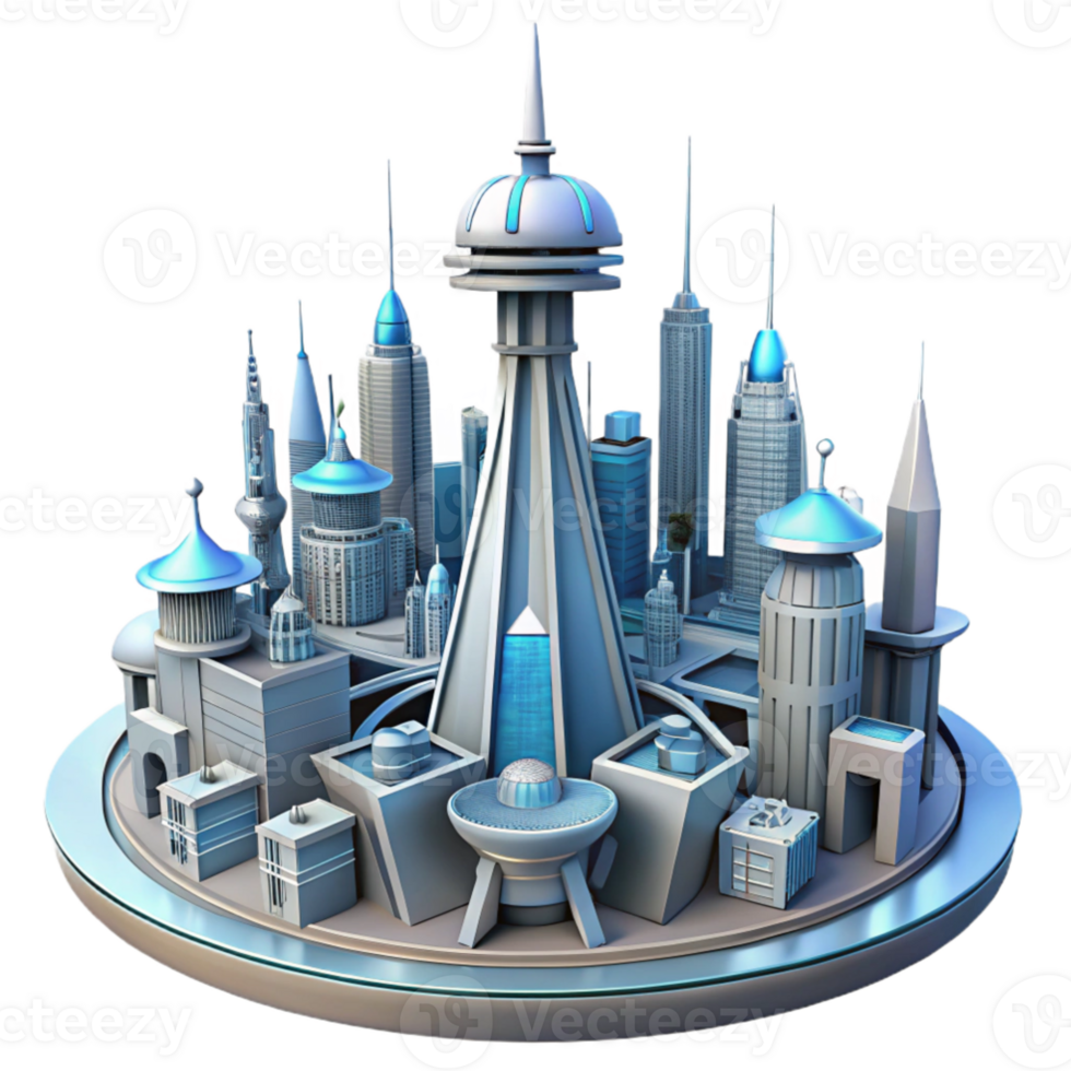 magnificent abstract Futuristic Cityscape 3D Render high quality png