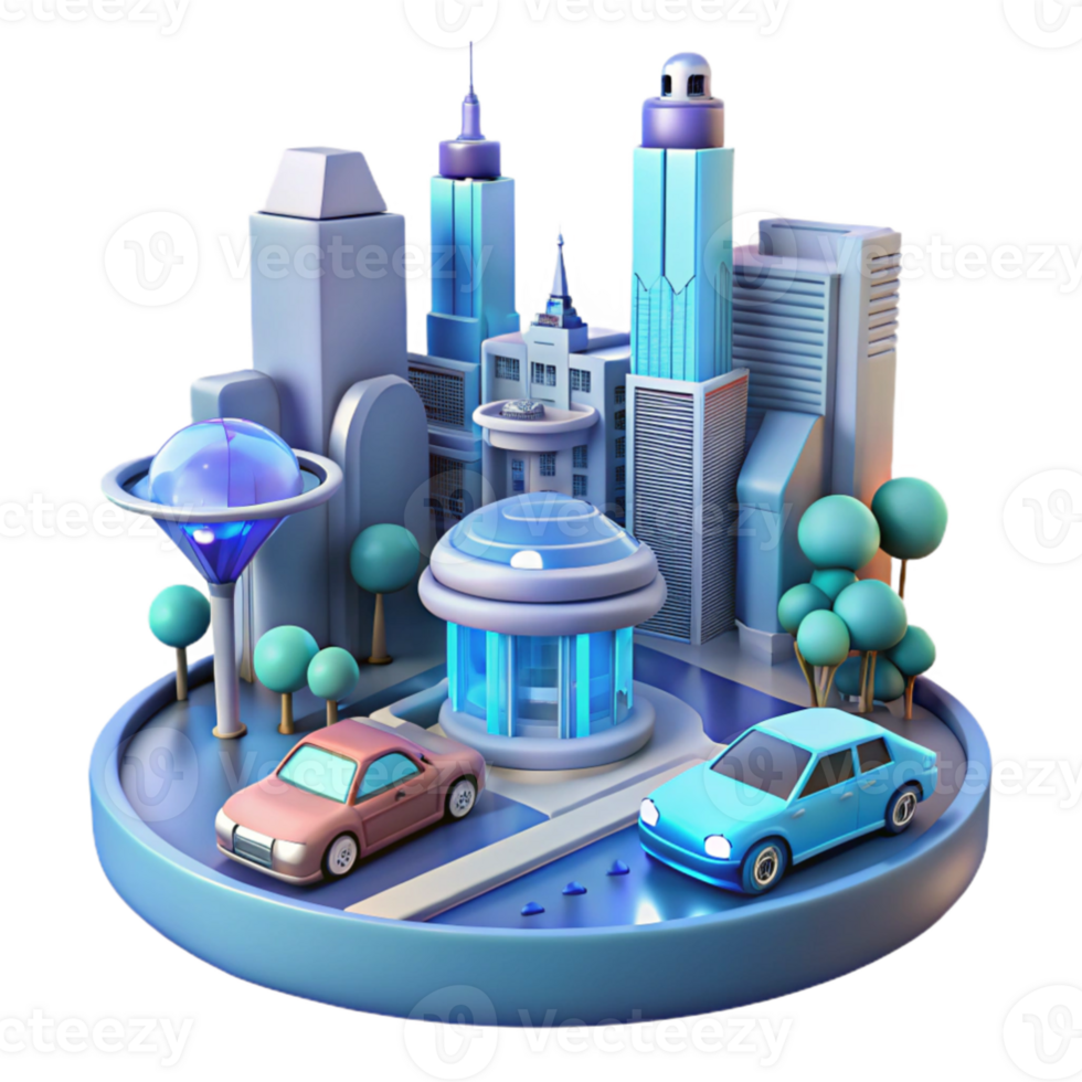 wonderful rustic Futuristic Cityscape 3D Illustration high resolution png