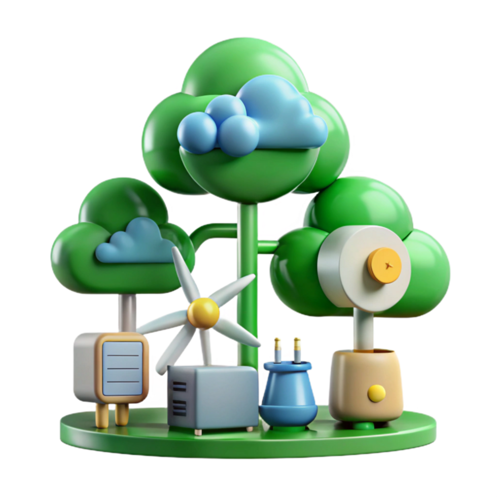 impressive creative Green Energy Ecosystem Sustainable Power Sources high quality png