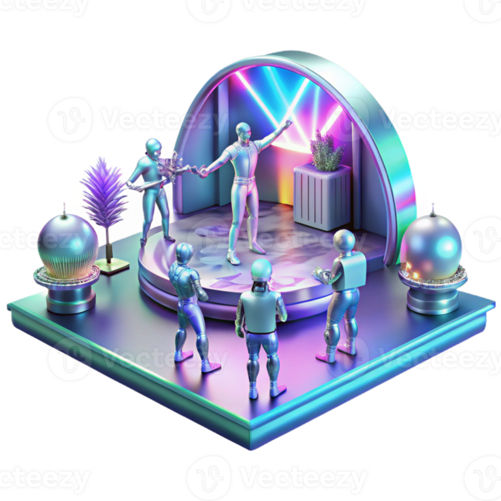 beautiful rustic 3D Render Futuristic Stage Performance exclusive png