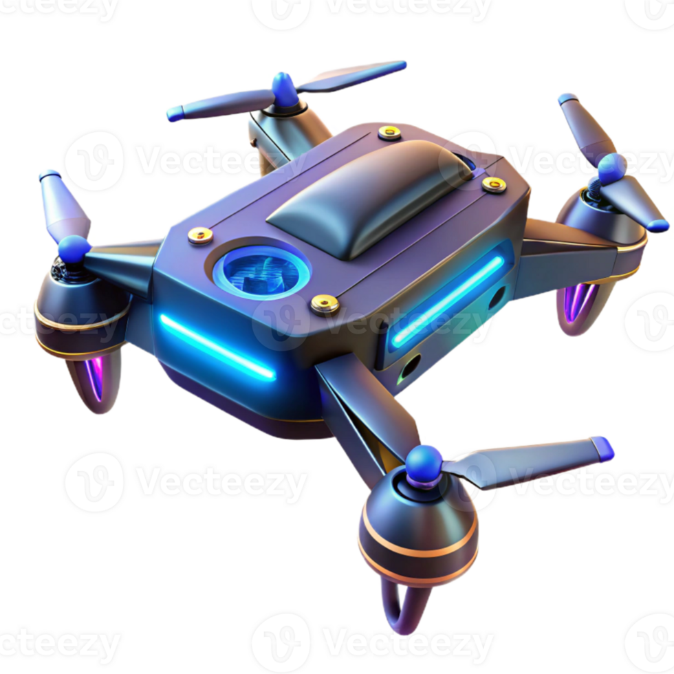 magnificent contemporary Neon Drone 3D Render 4K png