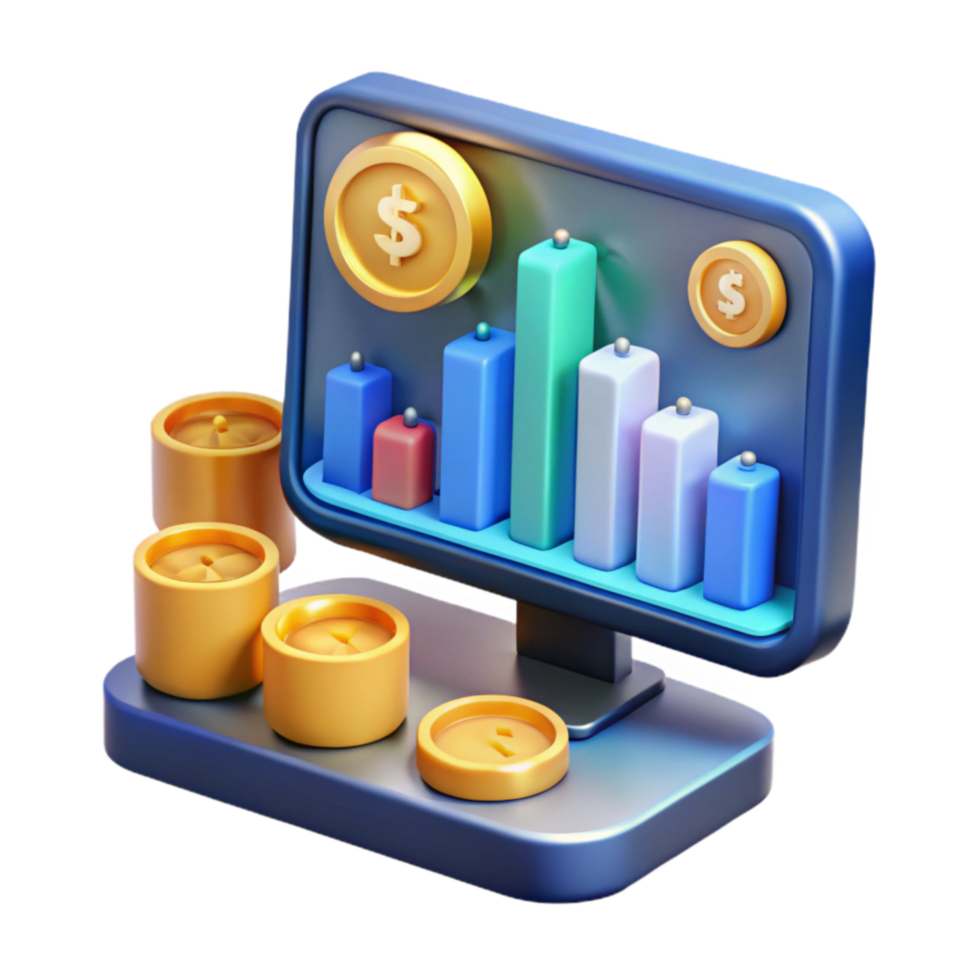 serene minimalist Financial Data Analysis Visualizing Growth Profits premium png