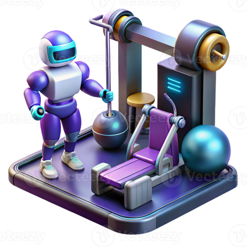 stunning creative 3D Robot in Gym Illustration genuine png