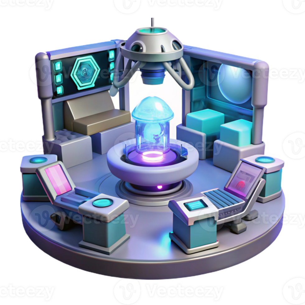 wonderful minimalist Futuristic Lab 3D Render high resolution png