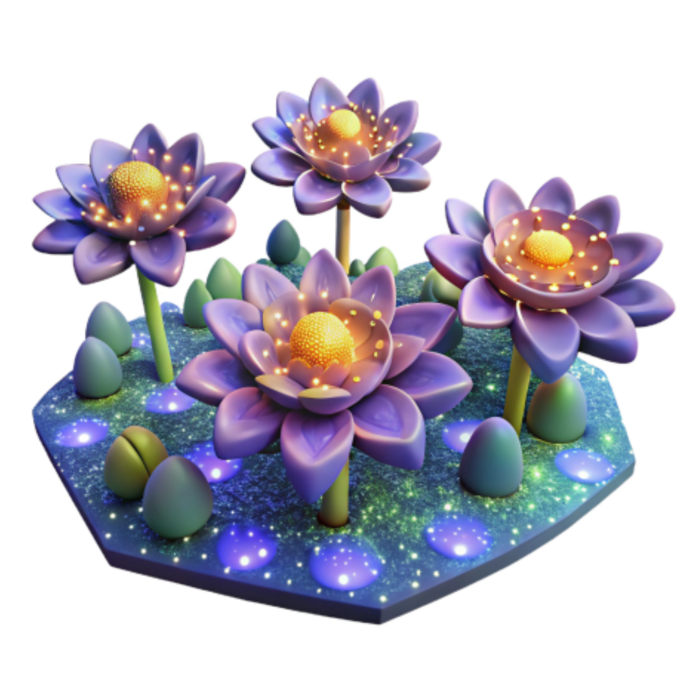 dramatic abstract Enchanted Illuminated Flower Garden Play Structure authentic png