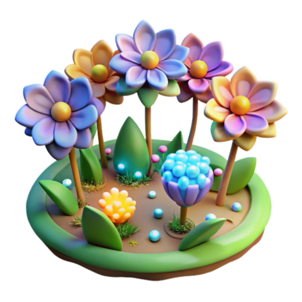 stunning minimalist Enchanted 3D Flower Garden Fantasy Bloom high quality png