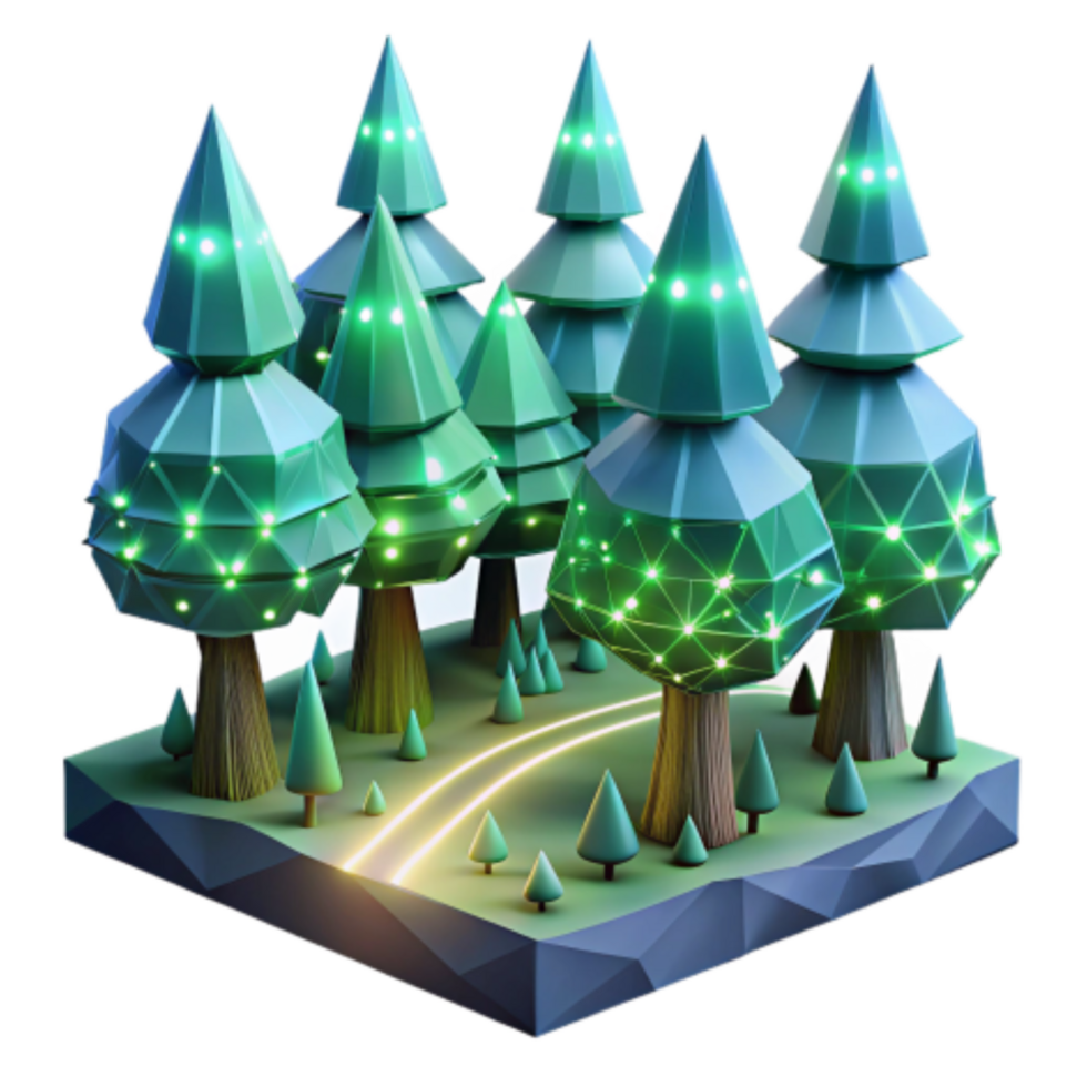 extraordinary traditional Illuminated Forest A Polygonal Ecosystem high resolution png